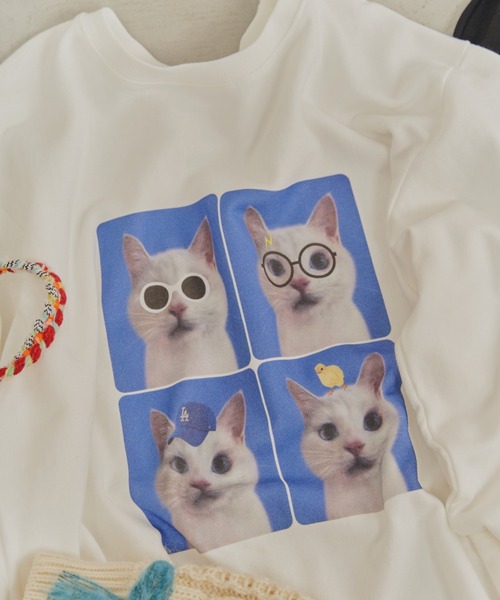 Unitage（ユニテージ）の「CATプリントスウェット（スウェット・レディース・ホワイト/ブラック・FREE）」の7枚目の写真