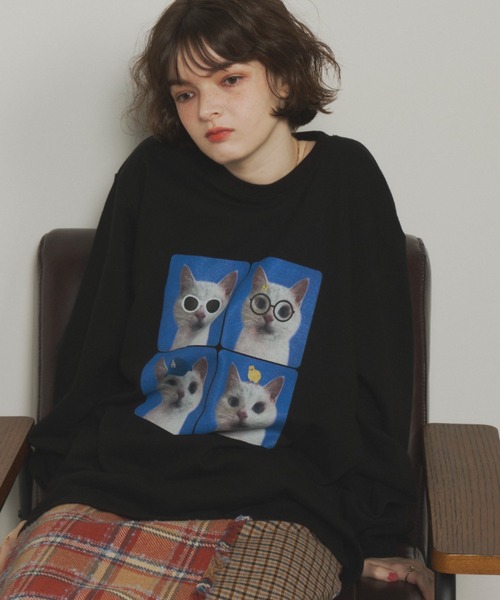 Unitage（ユニテージ）の「CATプリントスウェット（スウェット・レディース・ホワイト/ブラック・FREE）」の9枚目の写真