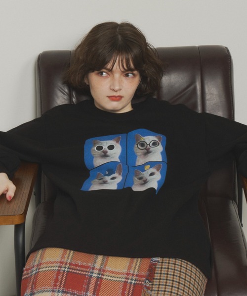 Unitage（ユニテージ）の「CATプリントスウェット（スウェット・レディース・ホワイト/ブラック・FREE）」の8枚目の写真