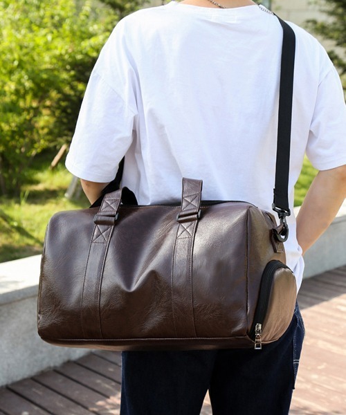 Fun & Daily(ファンアンドデイリー)の「Travel & Training PU Leather Bag(ボストンバッグ・メンズ・ブラウン/ブラック・FREE)」の12枚目の写真