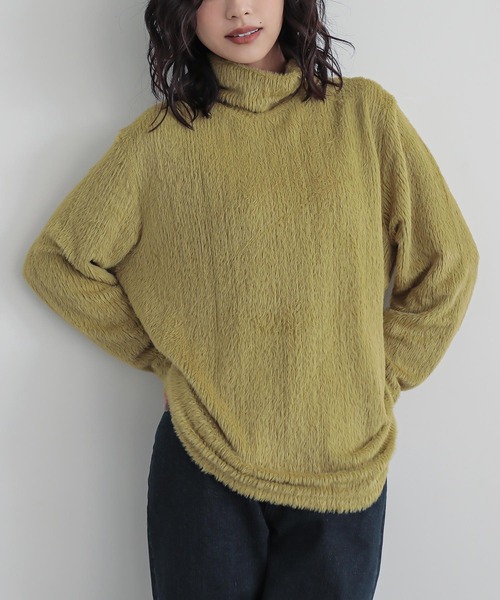 n'OrLABEL（ノアールレーベル）の「シャギータートルネックカットソー（Tシャツ/カットソー・レディース・ブラック/グリーン/アイボリー/モカ・1/2）」の4枚目の写真