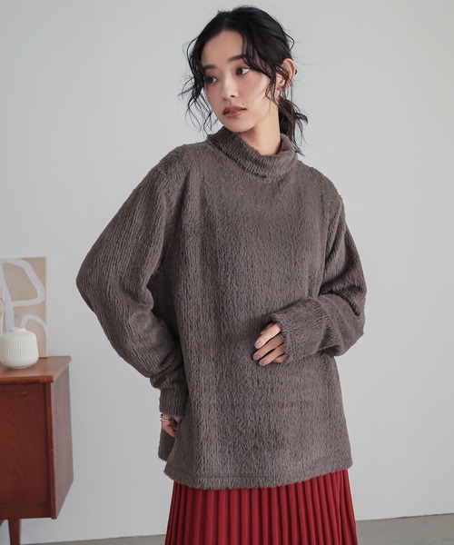 n'OrLABEL（ノアールレーベル）の「シャギータートルネックカットソー（Tシャツ/カットソー・レディース・ブラック/グリーン/アイボリー/モカ・1/2）」の3枚目の写真