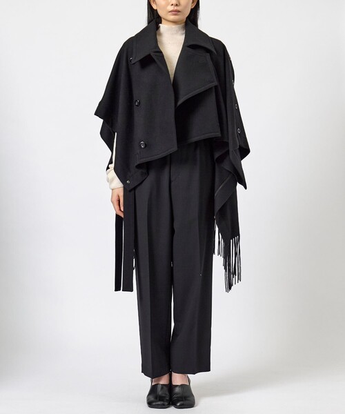 UJOH/ウジョー】Asymmetry Fringe Cape/アシンメトリーフリンジケープ