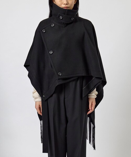 UJOH/ウジョー】Asymmetry Fringe Cape/アシンメトリーフリンジケープ