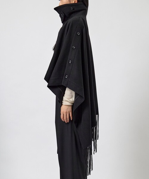 UJOH/ウジョー】Asymmetry Fringe Cape/アシンメトリーフリンジケープ