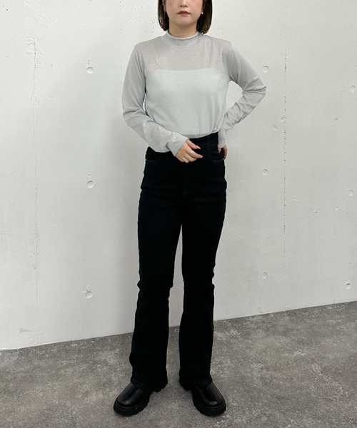 archives(アルシーヴ)の「ハイネックラメシアーTOPS(Tシャツ/カットソー・レディース・グレー/ブラック/グレイッシュベージュ/グリーン・MEDIUM)」の8枚目の写真