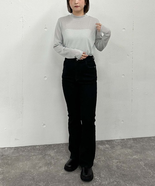 archives(アルシーヴ)の「ハイネックラメシアーTOPS(Tシャツ/カットソー・レディース・グレー/ブラック/グレイッシュベージュ/グリーン・MEDIUM)」の9枚目の写真