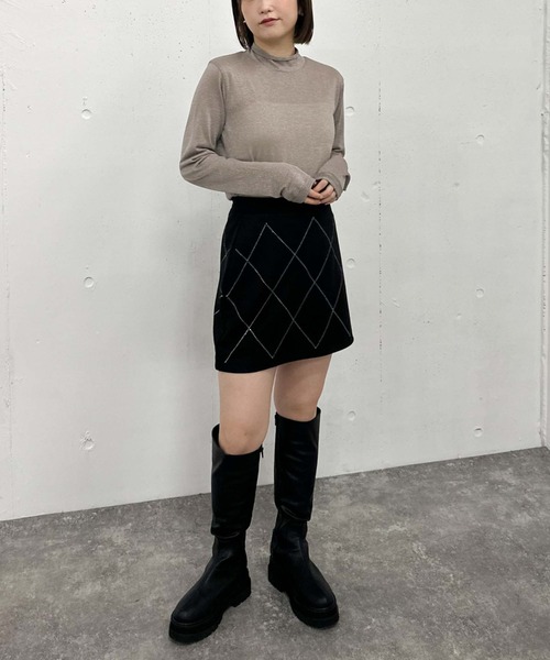 archives(アルシーヴ)の「ハイネックラメシアーTOPS(Tシャツ/カットソー・レディース・グレー/ブラック/グレイッシュベージュ/グリーン・MEDIUM)」の17枚目の写真