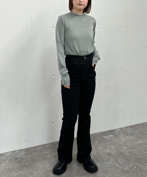 archives(アルシーヴ)の「ハイネックラメシアーTOPS(Tシャツ/カットソー・レディース・グレー/ブラック/グレイッシュベージュ/グリーン・MEDIUM)」の22枚目の写真