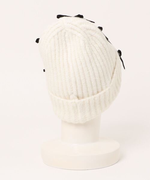 TONE SELECT GOODS(トーンセレクトグッズ)の「pur chouchou/リボン付きニット帽 P4387(ニットキャップ/ビーニー・レディース・ホワイト/ブラック/ダークグレー/ベージュ/グレー・FREE)」の9枚目の写真