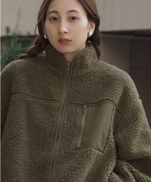 zootie（ズーティー）の「【着ぶくれしにくいgoodなバランス】 Good-Balance ボアアウター［ハイネックジャケット］（ブルゾン・レディース・アイボリー/カーキ/ブラウン・フリー）」の16枚目の写真