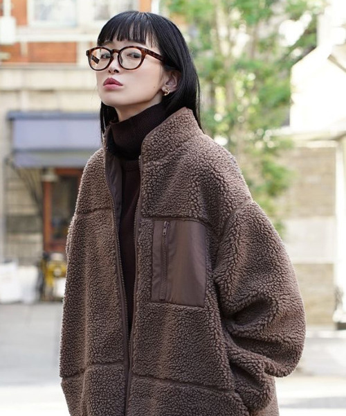 zootie（ズーティー）の「【着ぶくれしにくいgoodなバランス】 Good-Balance ボアアウター［ハイネックジャケット］（ブルゾン・レディース・アイボリー/カーキ/ブラウン・フリー）」の19枚目の写真