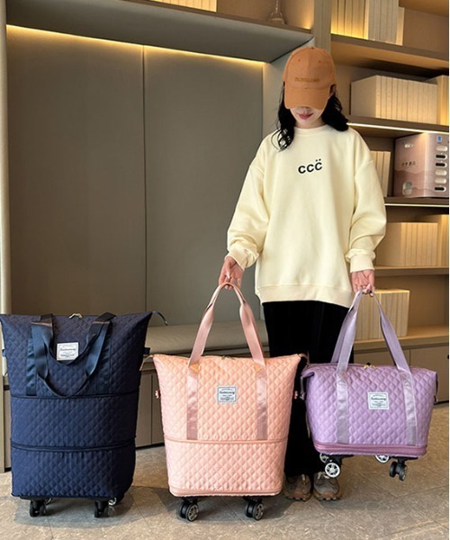 FREE STYLISTS(フリー スタイリスト)の「キルテキャスター付き ィングボストンバッグ 軽量 トラベルバッグ キャリーオン 3way(ショルダーバッグ・レディース・ネイビー/パープル/オフホワイト/ブルー/ブラック/ワイン/グレー・FREE)」の17枚目の写真