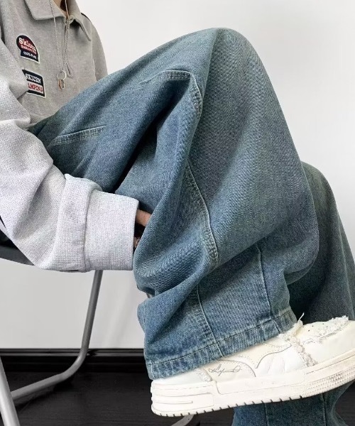 link lot(リンクロット)の「ルーズシルエットカーブデニムイージーパンツ(デニムパンツ・メンズ・ブラック/ブルー・M/L)」の9枚目の写真