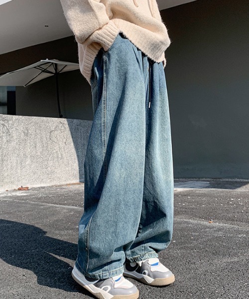 link lot(リンクロット)の「ルーズシルエットカーブデニムイージーパンツ(デニムパンツ・メンズ・ブラック/ブルー・M/L)」の10枚目の写真
