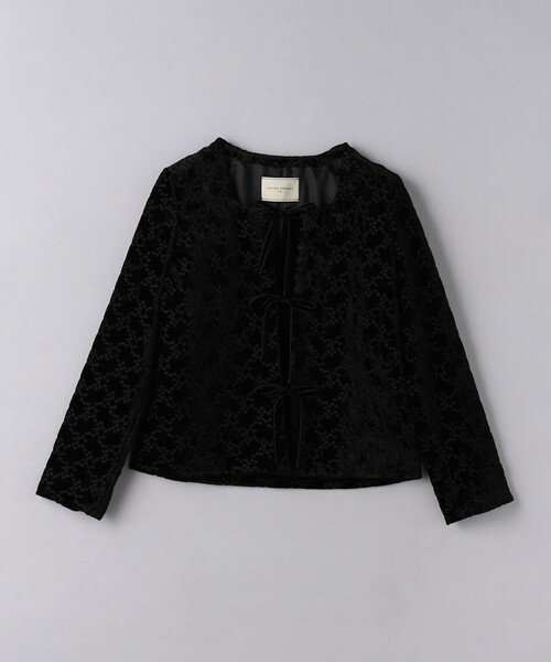 UNITED ARROWS（ユナイテッドアローズ）の「ベルベット エンブロイダリーフラワーリボン ジャケット（ノーカラージャケット・レディース・ブラック・36/38）」の8枚目の写真