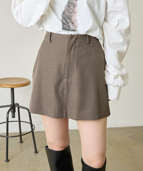 mline（エムライン）の「[mline]スクエアミニスカパン（スカート・レディース・ブラウン/グレー・1/2）」の3枚目の写真