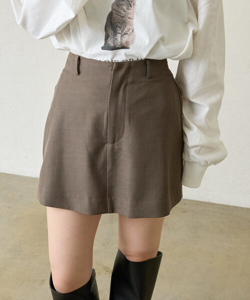 mline（エムライン）の「[mline]スクエアミニスカパン（スカート・レディース・ブラウン/グレー・1/2）」の4枚目の写真