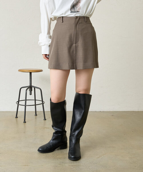 mline（エムライン）の「[mline]スクエアミニスカパン（スカート・レディース・ブラウン/グレー・1/2）」の5枚目の写真