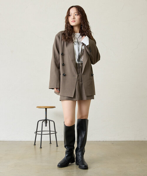 mline（エムライン）の「[mline]スクエアミニスカパン（スカート・レディース・ブラウン/グレー・1/2）」の6枚目の写真