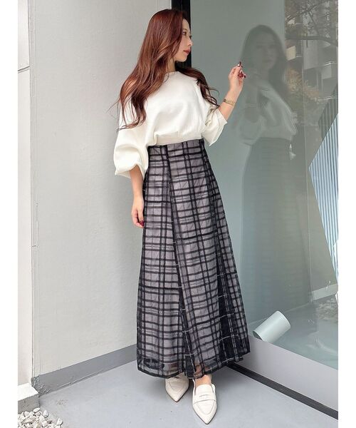 MERCURYDUO（マーキュリーデュオ）の「ドルマンスリーブニット（ニット/セーター・レディース・ライトグレー/オフホワイト/ブラック・FREE）」の5枚目の写真