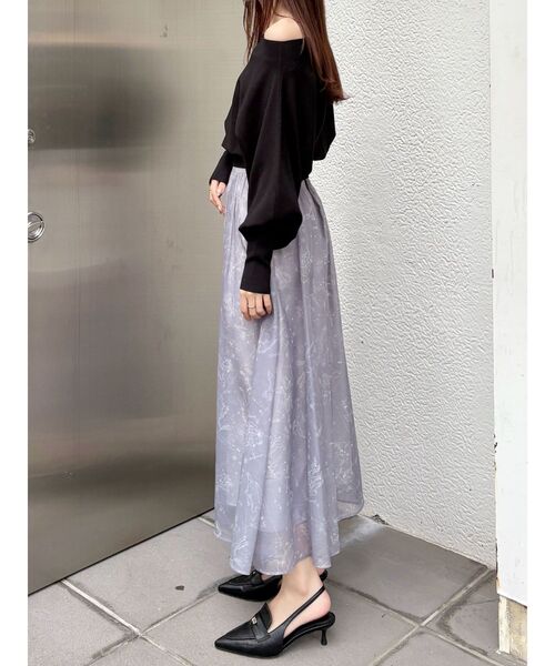 MERCURYDUO（マーキュリーデュオ）の「ドルマンスリーブニット（ニット/セーター・レディース・ライトグレー/オフホワイト/ブラック・FREE）」の9枚目の写真