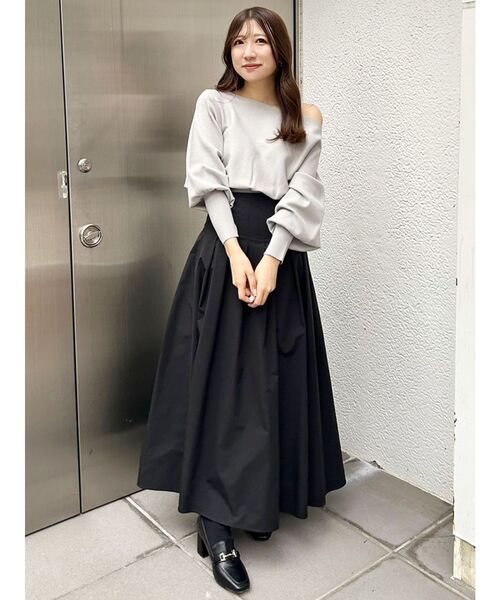 MERCURYDUO（マーキュリーデュオ）の「ドルマンスリーブニット（ニット/セーター・レディース・ライトグレー/オフホワイト/ブラック・FREE）」の11枚目の写真