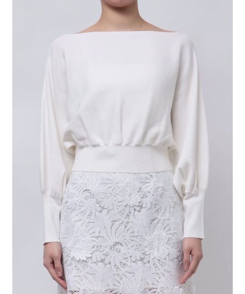 MERCURYDUO（マーキュリーデュオ）の「ドルマンスリーブニット（ニット/セーター・レディース・ライトグレー/オフホワイト/ブラック・FREE）」の14枚目の写真