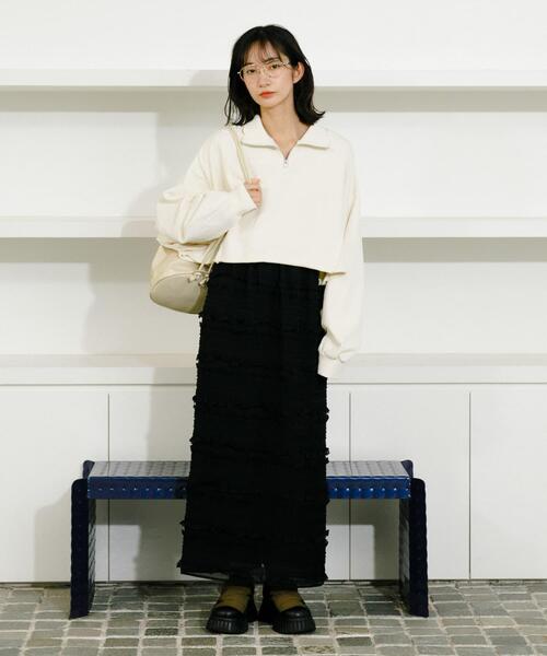 KBF（ケイビーエフ）の「ハーフZIPリメイクスウェット（スウェット・レディース・ブラウン/アイボリー/ライトブルー・ONE）」の7枚目の写真