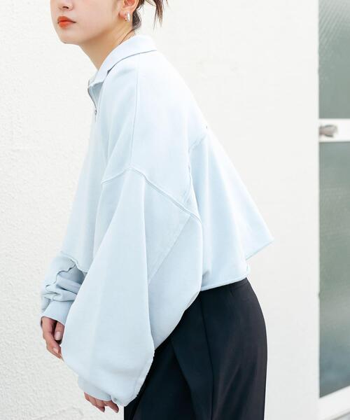 KBF（ケイビーエフ）の「ハーフZIPリメイクスウェット（スウェット・レディース・ブラウン/アイボリー/ライトブルー・ONE）」の12枚目の写真