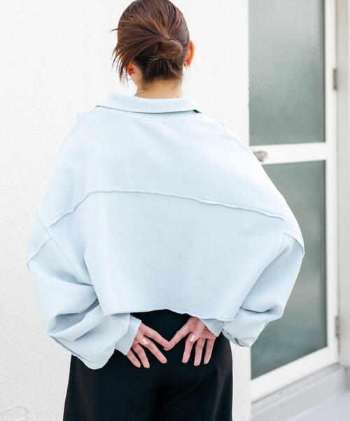 KBF（ケイビーエフ）の「ハーフZIPリメイクスウェット（スウェット・レディース・ブラウン/アイボリー/ライトブルー・ONE）」の13枚目の写真