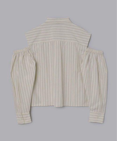 Olu.（オルドット）の「2wayストライプショルダースリットシャツ（シャツ/ブラウス・レディース・ベージュ/ライトブルー・FREE）」の11枚目の写真