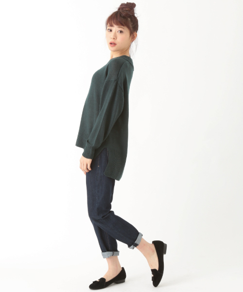 earth music&ecology（アースミュージックアンドエコロジー）の「ゆるＶニットプルオーバー（ニット/セーター・レディース・ネイビー/ワインレッド/モスグリーン/杢グレー・FREE）」の14枚目の写真