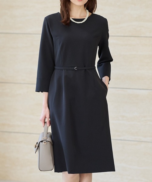 セール】8分袖ベルト付ワンピース（ワンピース）｜Honeys（ハニーズ