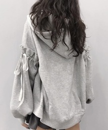 lilful | リボンボリューム袖ジップパーカー(パーカー)