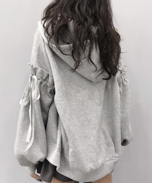 リボンボリューム袖ジップパーカー（パーカー）｜wilful（ウルフル）