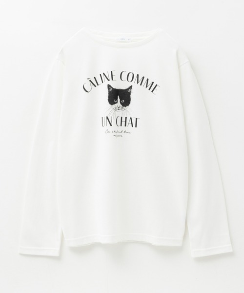 NAVY（ネイビー）の「NAVY 猫プリント長袖Tシャツ（Tシャツ/カットソー・レディース・グレイッシュベージュ/杢グレー/ホワイト・M/L）」の18枚目の写真