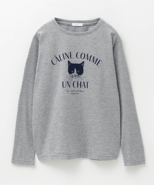 NAVY（ネイビー）の「NAVY 猫プリント長袖Tシャツ（Tシャツ/カットソー・レディース・グレイッシュベージュ/杢グレー/ホワイト・M/L）」の21枚目の写真