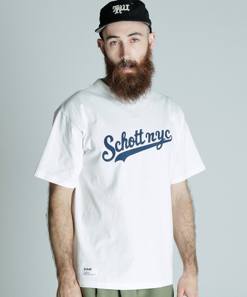 Schott(ショット)の「Schott/ショット/T-SHIRT SCRIPT LOGO/スクリプトロゴ Tシャツ(Tシャツ/カットソー・メンズ・ブラック/ホワイト/ネイビー・2XL/XL/L/M)」の2枚目の写真
