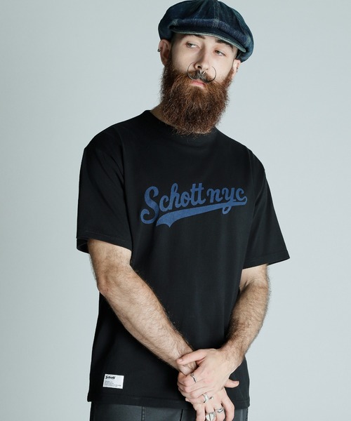Schott(ショット)の「Schott/ショット/T-SHIRT SCRIPT LOGO/スクリプトロゴ Tシャツ(Tシャツ/カットソー・メンズ・ブラック/ホワイト/ネイビー・2XL/XL/L/M)」の1枚目の写真
