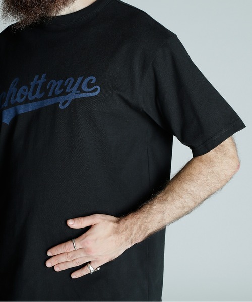Schott(ショット)の「Schott/ショット/T-SHIRT SCRIPT LOGO/スクリプトロゴ Tシャツ(Tシャツ/カットソー・メンズ・ブラック/ホワイト/ネイビー・2XL/XL/L/M)」の7枚目の写真