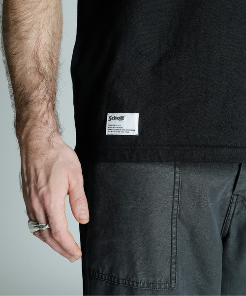 Schott(ショット)の「Schott/ショット/T-SHIRT SCRIPT LOGO/スクリプトロゴ Tシャツ(Tシャツ/カットソー・メンズ・ブラック/ホワイト/ネイビー・2XL/XL/L/M)」の8枚目の写真