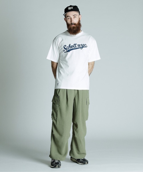 Schott(ショット)の「Schott/ショット/T-SHIRT SCRIPT LOGO/スクリプトロゴ Tシャツ(Tシャツ/カットソー・メンズ・ブラック/ホワイト/ネイビー・2XL/XL/L/M)」の9枚目の写真