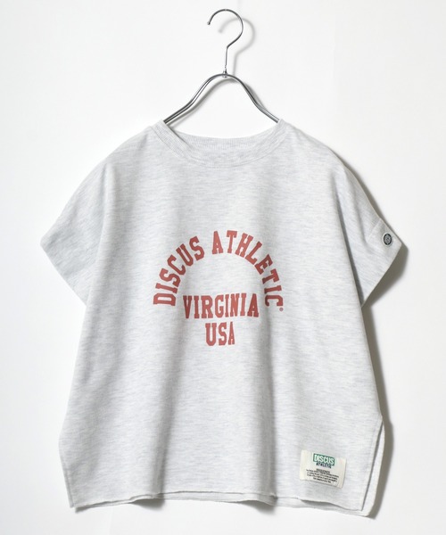 DISCUS ATHLETIC(ディスカス アスレチック)の「DISCUS ATHLETIC(ディスカスアスレチック)カレッジロゴプリント フレンチスリーブ ライトウェイトスウェットTシャツ レディース(スウェット・レディース・ブルー/スミクロ/ホワイト系その他・M)」の1枚目の写真