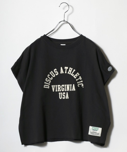 DISCUS ATHLETIC(ディスカス アスレチック)の「DISCUS ATHLETIC(ディスカスアスレチック)カレッジロゴプリント フレンチスリーブ ライトウェイトスウェットTシャツ レディース(スウェット・レディース・ブルー/スミクロ/ホワイト系その他・M)」の2枚目の写真