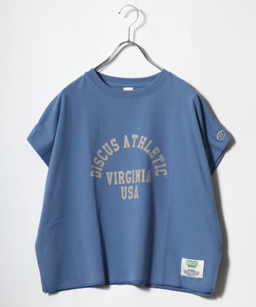 DISCUS ATHLETIC(ディスカス アスレチック)の「DISCUS ATHLETIC(ディスカスアスレチック)カレッジロゴプリント フレンチスリーブ ライトウェイトスウェットTシャツ レディース(スウェット・レディース・ブルー/スミクロ/ホワイト系その他・M)」の3枚目の写真