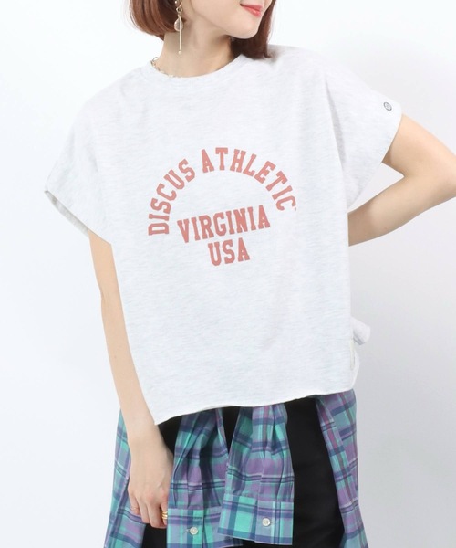 DISCUS ATHLETIC(ディスカス アスレチック)の「DISCUS ATHLETIC(ディスカスアスレチック)カレッジロゴプリント フレンチスリーブ ライトウェイトスウェットTシャツ レディース(スウェット・レディース・ブルー/スミクロ/ホワイト系その他・M)」の22枚目の写真