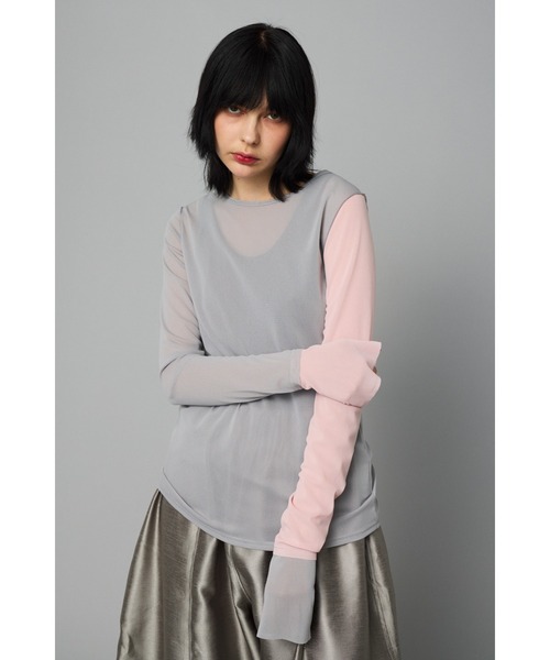 HeRIN.CYE（ヘリンドットサイ）の「Crew neck mesh inner tops　　クルーネックメッシュインナートップス（Tシャツ/カットソー・レディース・ライトイエロー/グレー/ネイビー/レッド・FREE）」の2枚目の写真