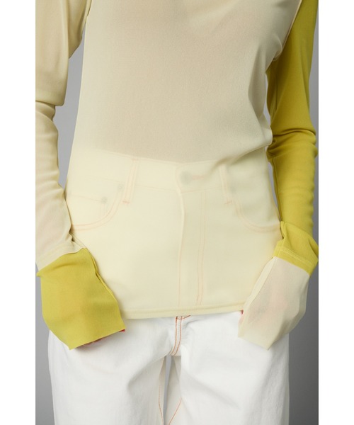 HeRIN.CYE（ヘリンドットサイ）の「Crew neck mesh inner tops　　クルーネックメッシュインナートップス（Tシャツ/カットソー・レディース・ライトイエロー/グレー/ネイビー/レッド・FREE）」の18枚目の写真