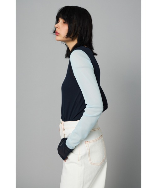 HeRIN.CYE（ヘリンドットサイ）の「Crew neck mesh inner tops　　クルーネックメッシュインナートップス（Tシャツ/カットソー・レディース・ライトイエロー/グレー/ネイビー/レッド・FREE）」の13枚目の写真